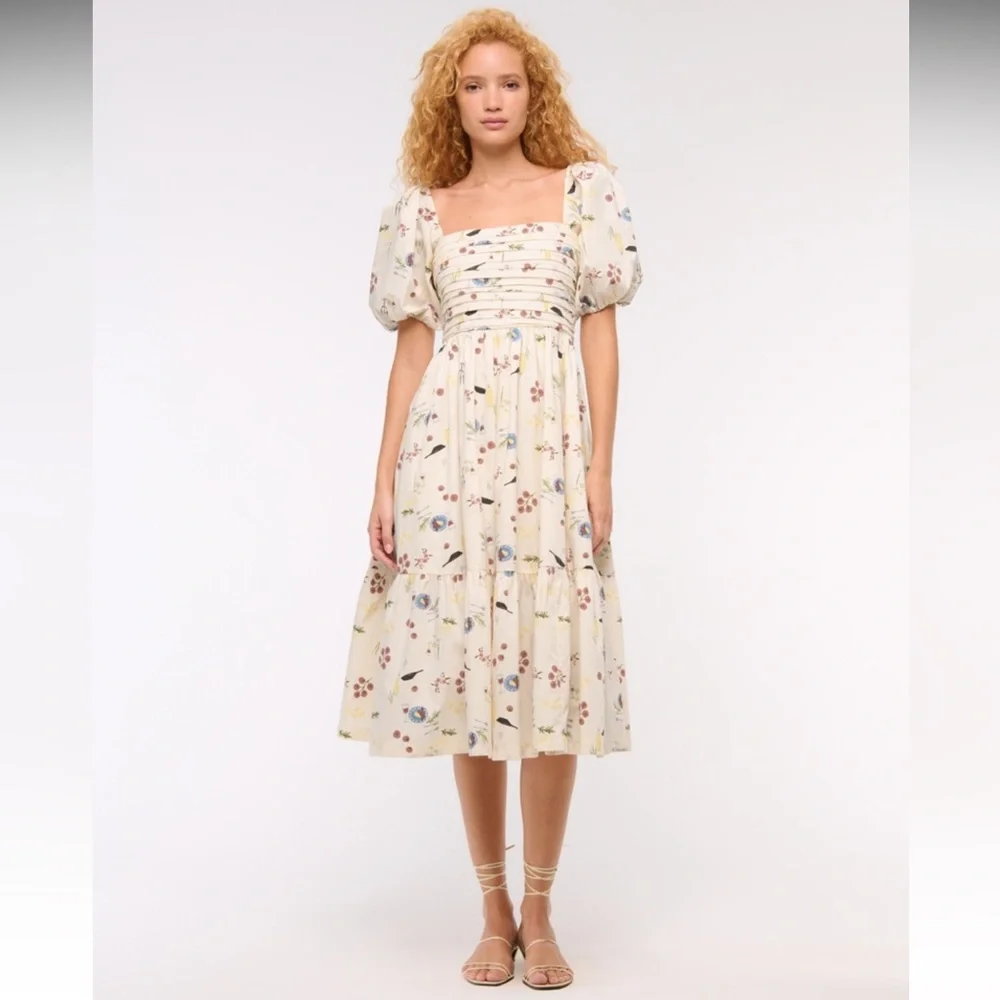 cream boho midi dress Cream Tiered Long Slv Midi Dress – Peacocks & Pearls Lexington